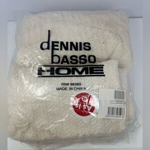 Dennis Basso Ultra Soft Plush 50”x60” Herringbone Mini Throw Faux Fur Ivory O6
